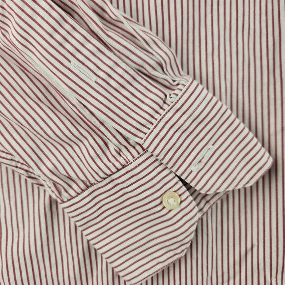 Gitman Bros 16.5 34 Point Collar Red Striped Long Sleeve Button Up Shirt Cotton - Picture 3 of 16
